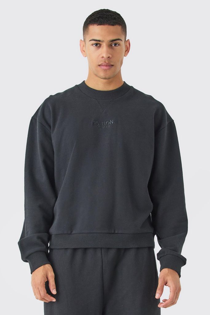Men's Edition Oversized Extended Neck Heavyweight Sweatshirt - Black - S, Black