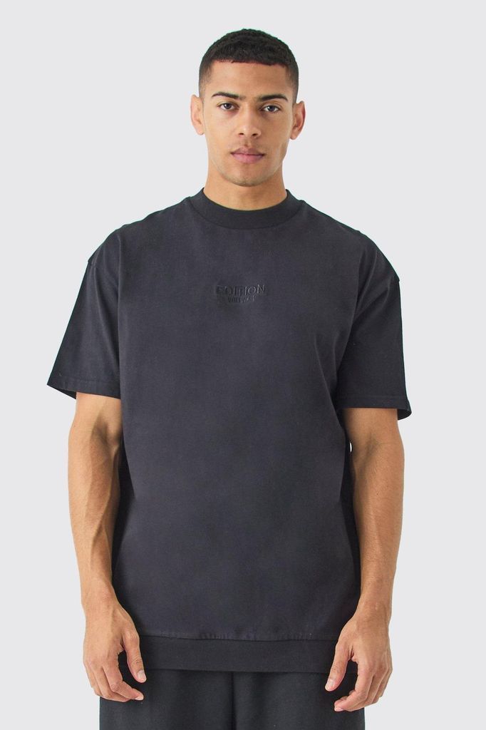 Men's Edition Oversized Heavyweight Zip Hem T-Shirt - Black - S, Black