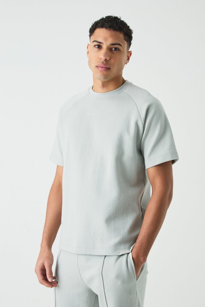 Men's Man Core Fit Raglan Heavy Interlock T-Shirt - Grey - S, Grey