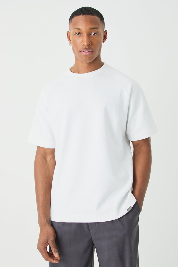 Men's Man Oversized Extended Neck Heavy Interlock T-Shirt - White - S, White