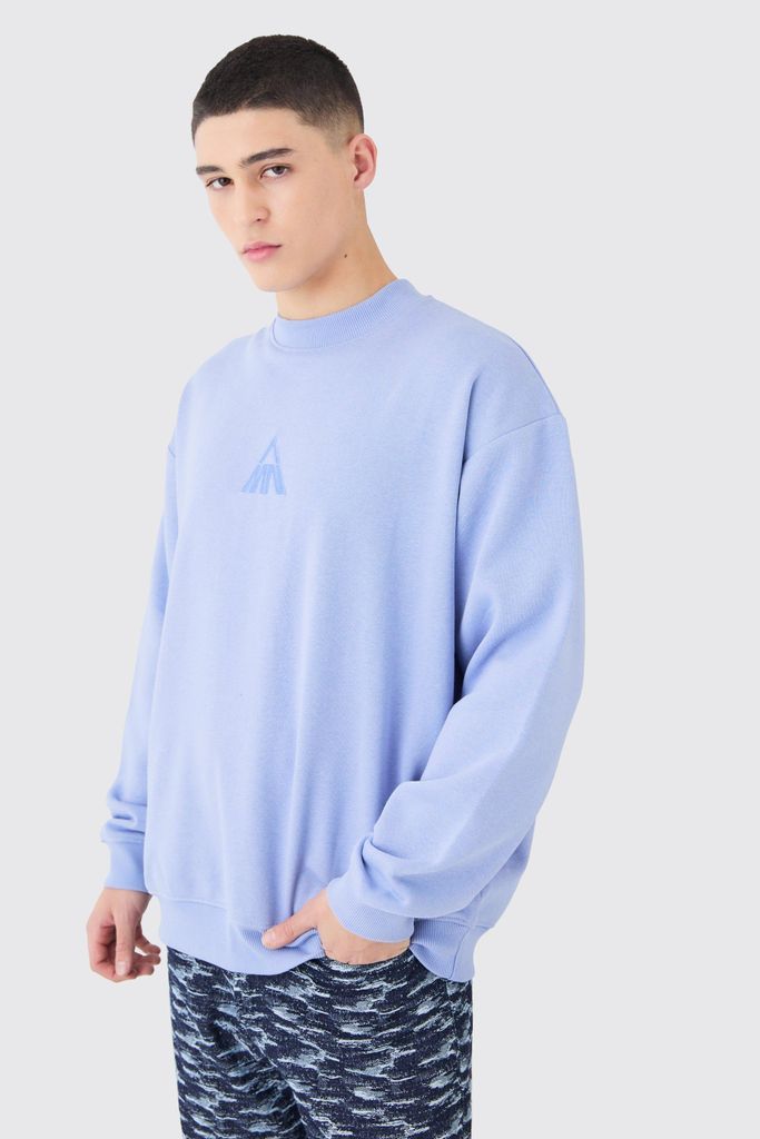 Men's Man Oversized Extended Neck Sweatshirt - Blue - S, Blue