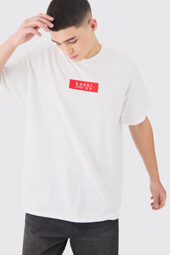 Men's Man Print T-Shirt - White - S, White