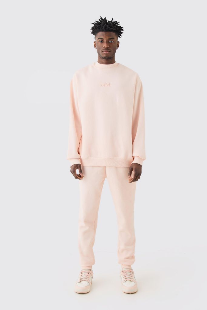 Men's Offcl Oversized Extended Neck Sweatshirt Tracksuit - Pink - S, Pink