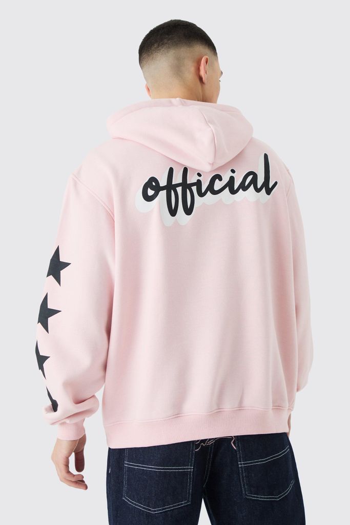 Men's Official Oversized Star Print Hoodie - Pink - S, Pink