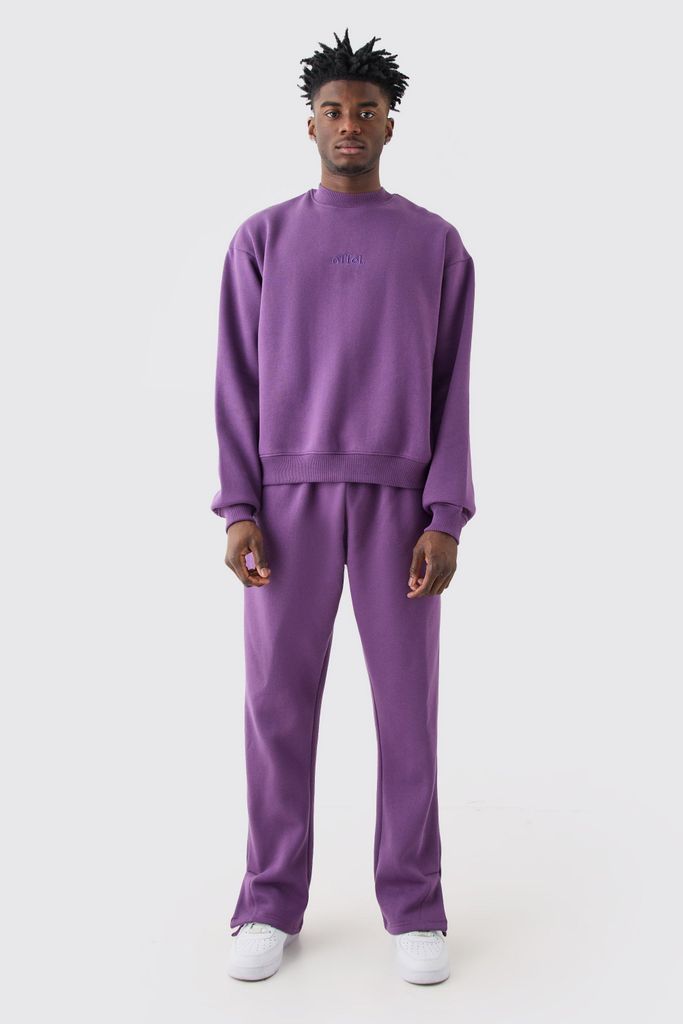 Men's Oversized Boxy Sweatshirt Tracksuit - Purple - S, Purple