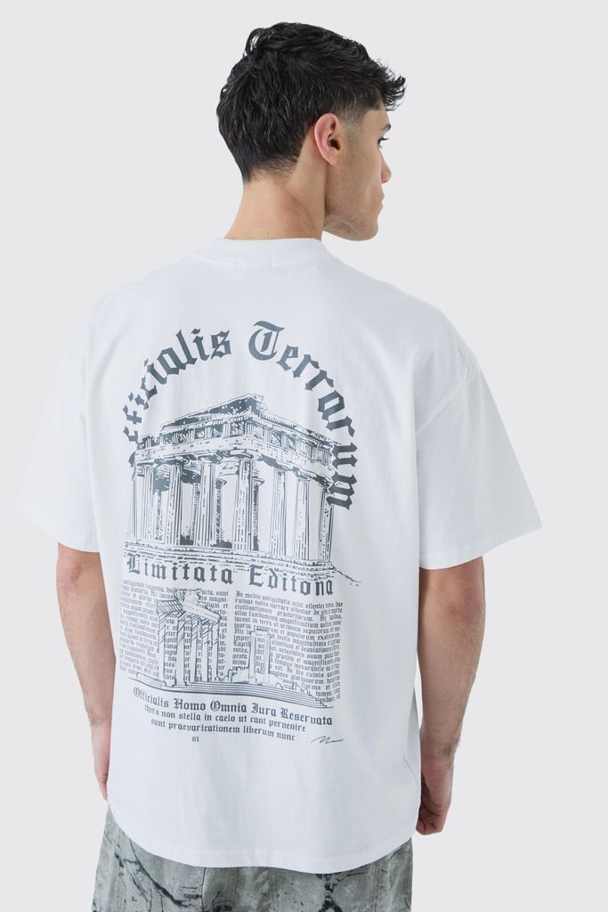 Men's Oversized Heavyweight Gothic Text T-Shirt - White - S, White