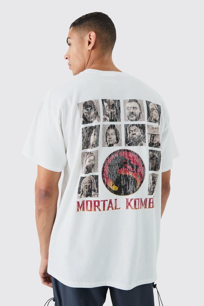 Men's Oversized Mortal Kombat Arcade License T-Shirt - White - S, White