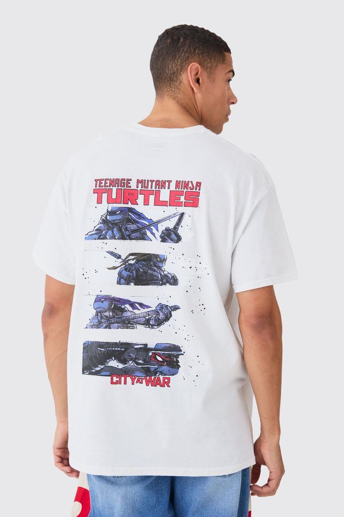 Men's Oversized Ninja Turtles License T-Shirt - White - S, White