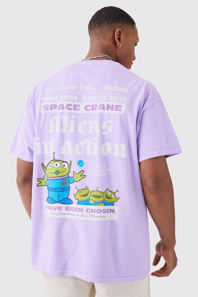 Men's Oversized Toy Story Wash Alien License T-Shirt - Purple - S, Purple