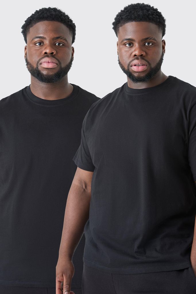 Men's Plus 2 Pack Basic T-Shirt - Black - Xxxl, Black