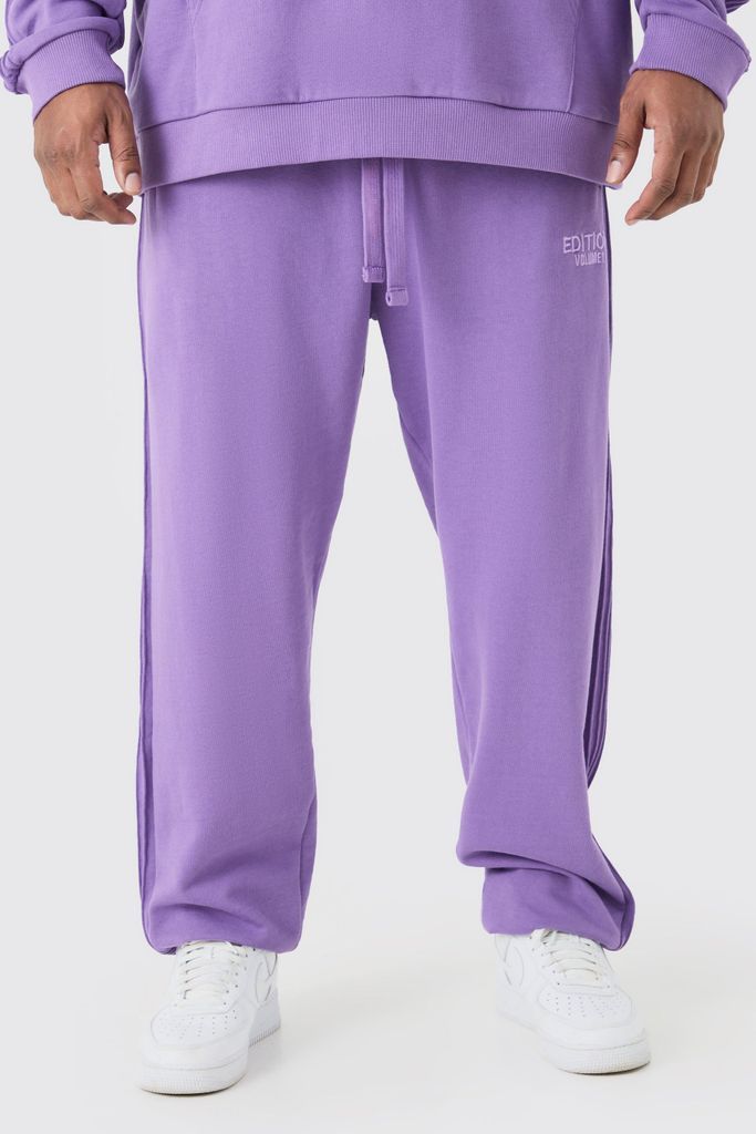 Men's Plus Edition Oversized Pintuck Detail Heavyweight Jogger - Purple - Xxxl, Purple