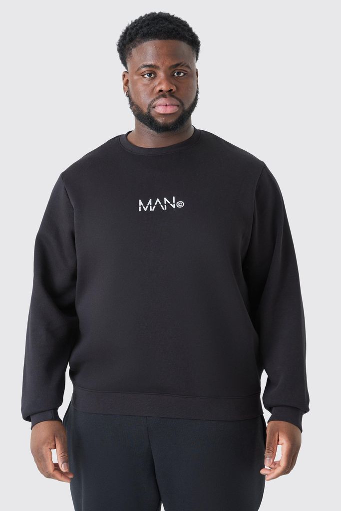 Men's Plus Man Dash Crew Neck Sweatshirt In Black - Xxxl, Black