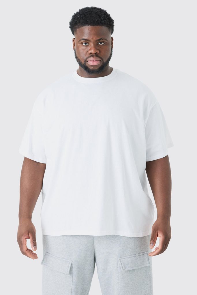 Men's Plus Oversized Crew Neck T-Shirt - White - Xxxl, White