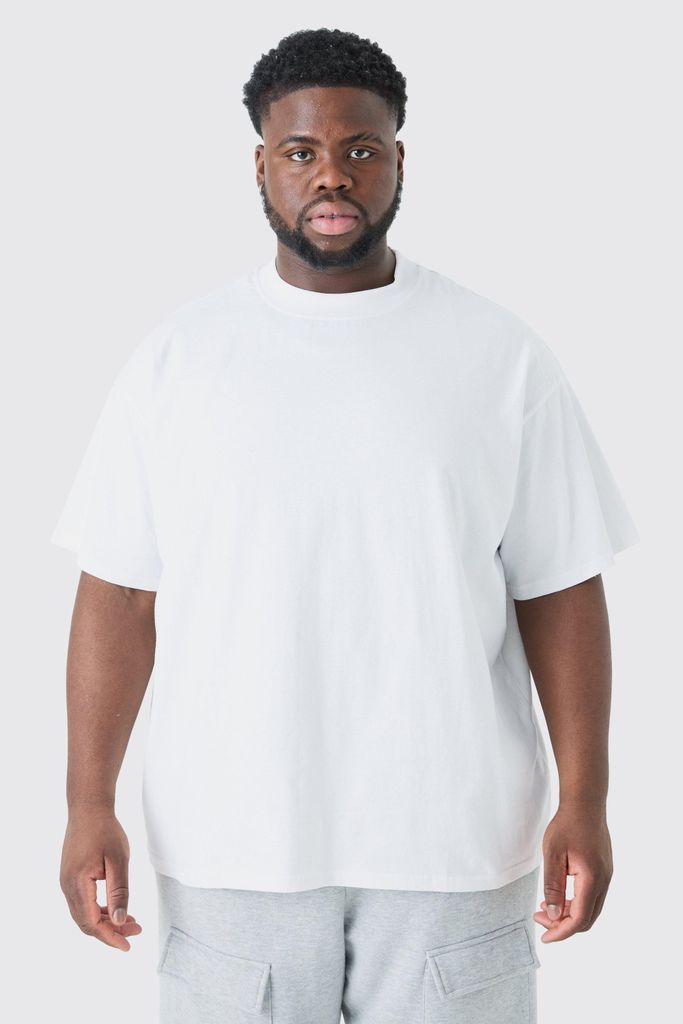 Men's Plus Oversized Extended Neck T-Shirt - White - Xxxl, White