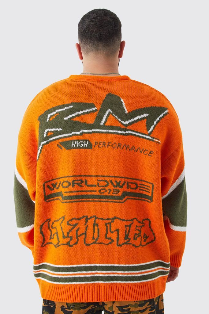 Men's Plus Oversized Lace Up Hockey Jumper - Orange - Xxxl, Orange