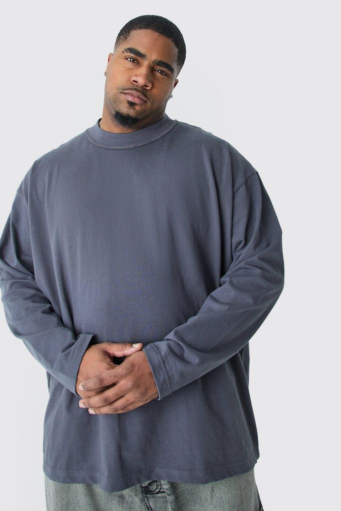Men's Plus Oversized Layed On Neck T-Shirt - Grey - Xxxl, Grey
