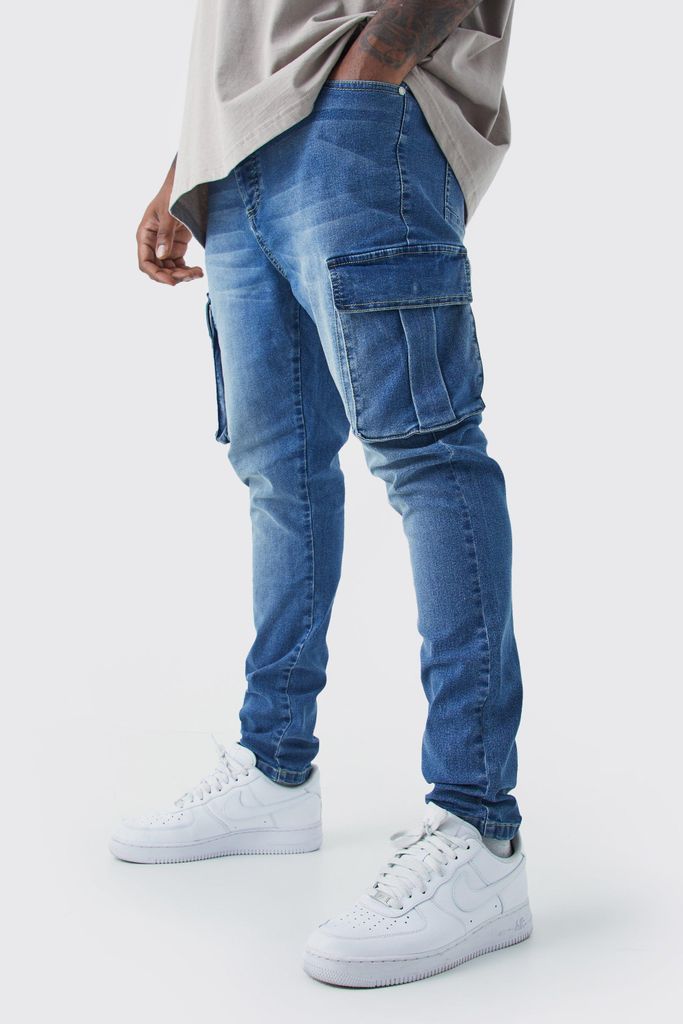 Men's Plus Super Skinny Cargo Jeans - Blue - 38, Blue