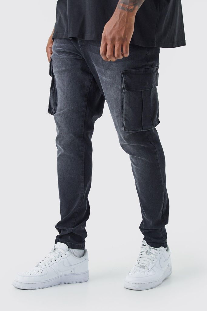 Men's Plus Super Skinny Cargo Jeans - Black - 38, Black