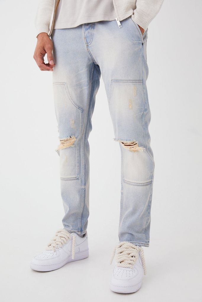 Men's Slim Rigid Carpenter Ripped Jeans - Blue - 28R, Blue