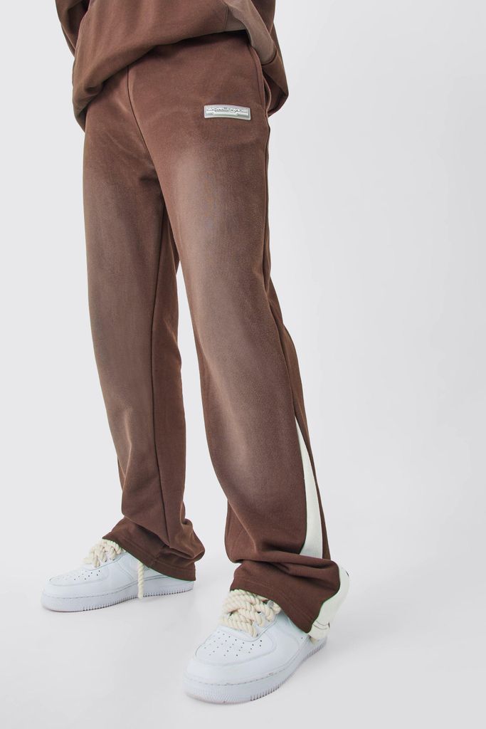 Men's Tall Regular Fit Washed Loopback Gusset Jogger - Brown - S, Brown