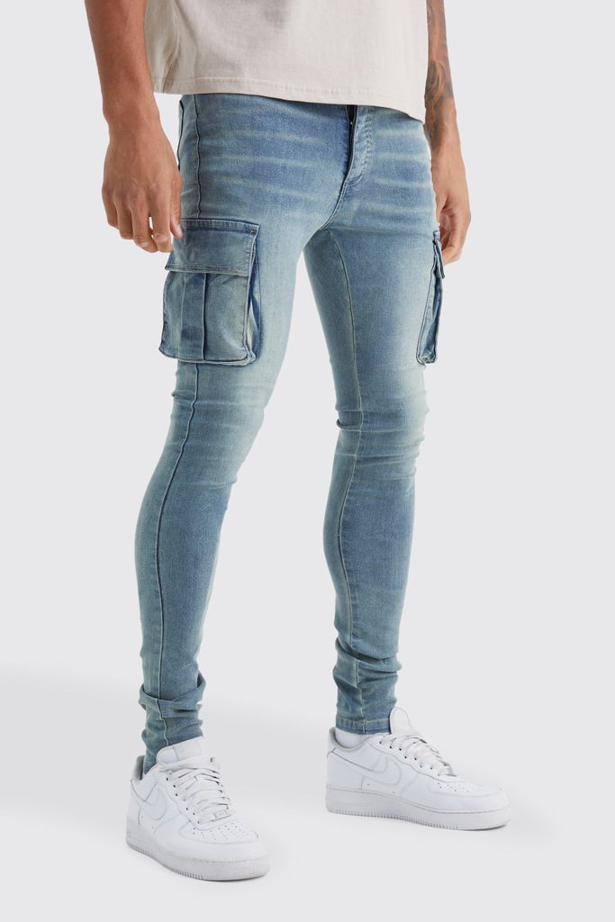 Men's Tall Super Skinny Cargo Jeans - Blue - 30, Blue