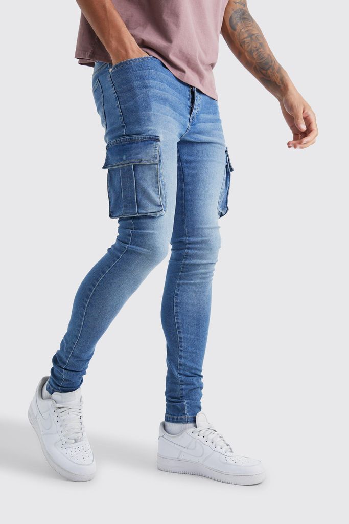 Men's Tall Super Skinny Cargo Jeans - Blue - 30, Blue