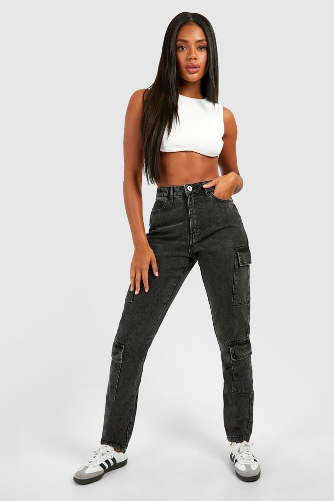 Womens Basics Slim Cargo Jeans - Black - 6, Black
