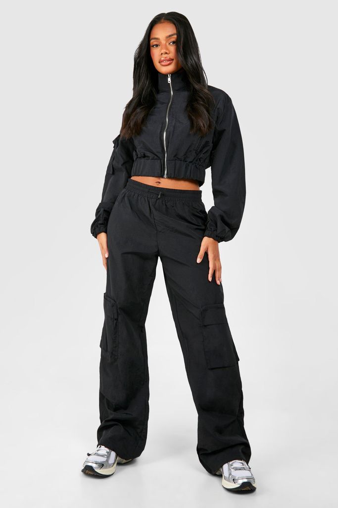 Womens Parachute Toggle Pocket Trousers - Black - 6, Black