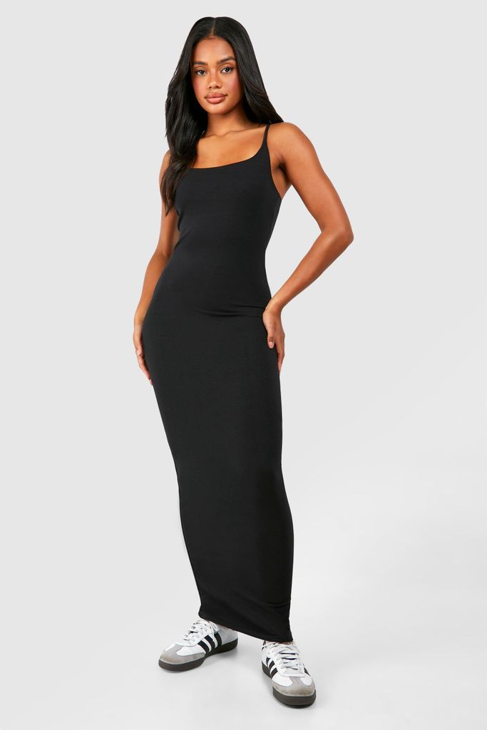 Womens Premium Super Soft Strappy Bodycon Maxi Dress - Black - 8, Black