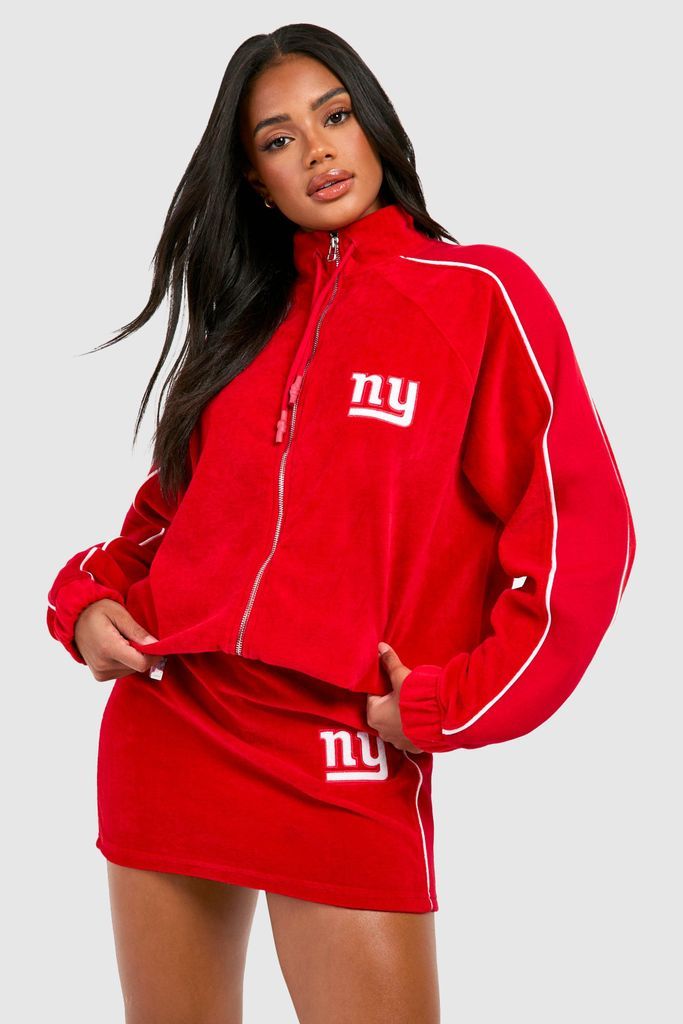 Womens Nfl New York Giants License Velour Drawstring Mini Skirt - Red - 6, Red