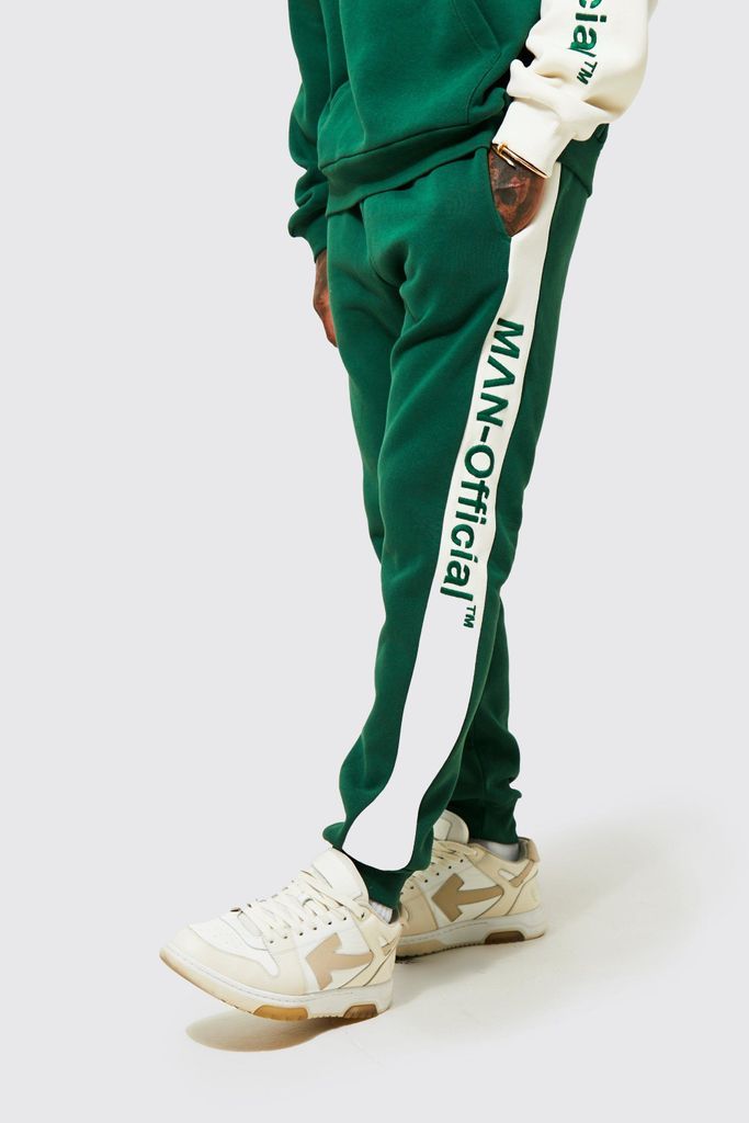 Men's Embroidered Slim Colourblock Jogger - Green - Xs, Green