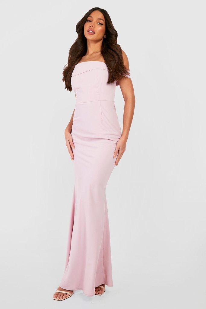 Womens Tall Bridesmaid Off The Shoulder Maxi Dress - Pink - 12, Pink