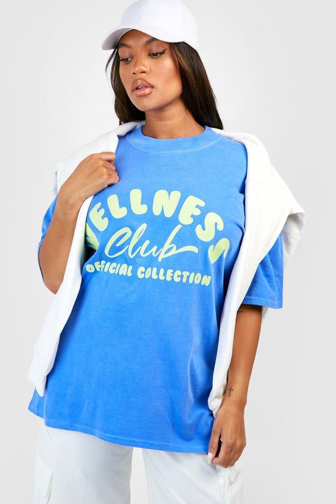 Womens Plus Oversized Bubble Wellness T-Shirt - Blue - 18, Blue