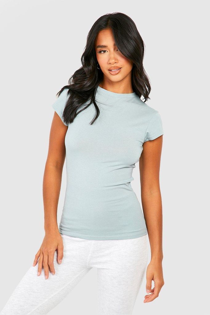 Womens Petite Premium Super Soft Short Sleeve Top - Grey - 4, Grey
