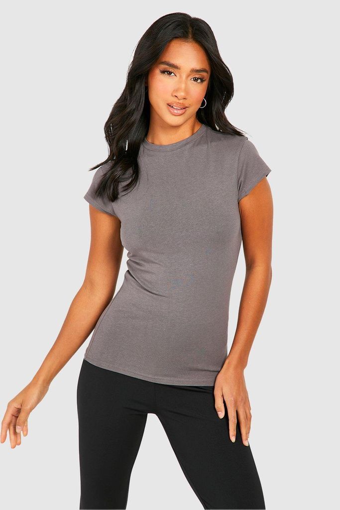 Womens Petite Premium Super Soft Short Sleeve Top - Grey - 4, Grey