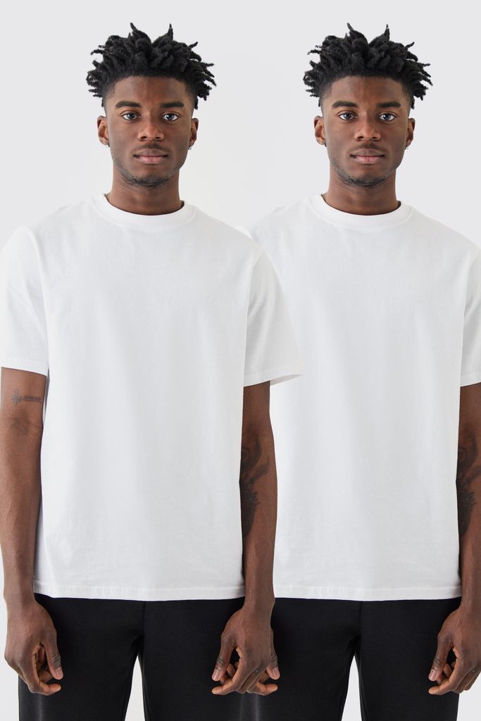 Men's 2 Pack Basic T-Shirt - White - S, White