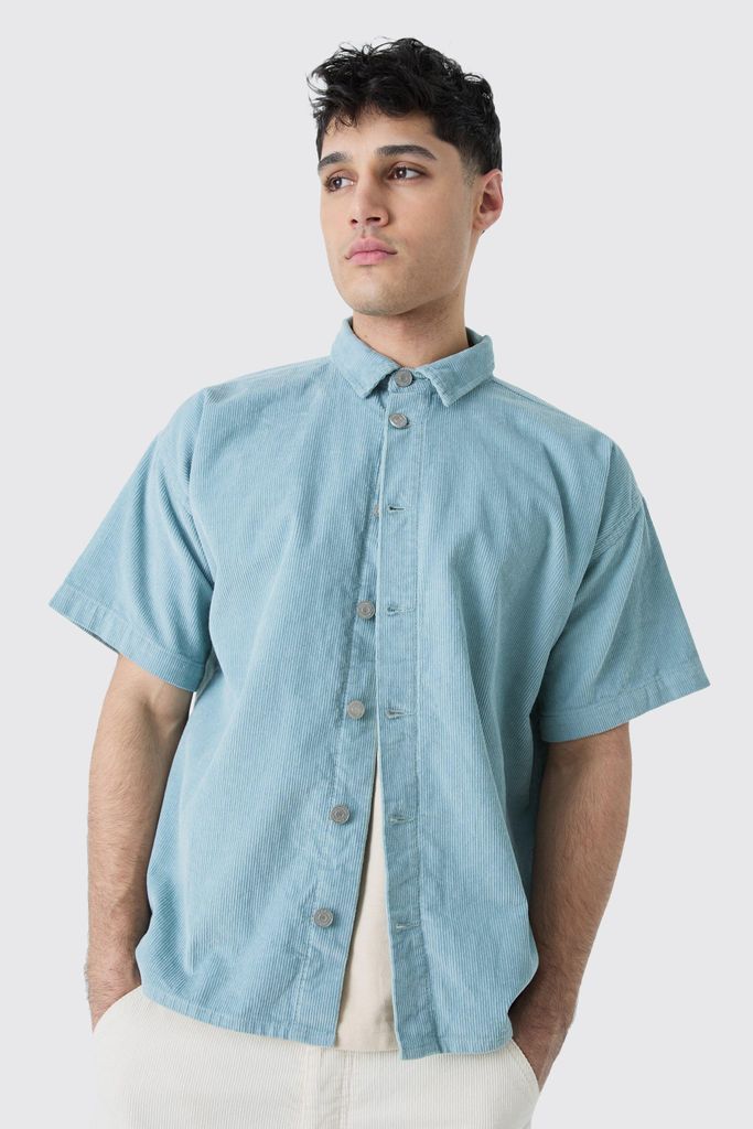 Men's Boxy Cord Shirt In Slate - Grey - S, Grey