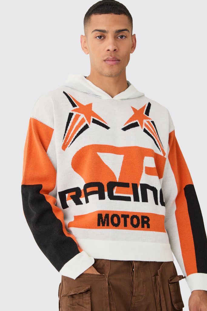Men's Boxy Moto Graphic Hoodie - Orange - S, Orange