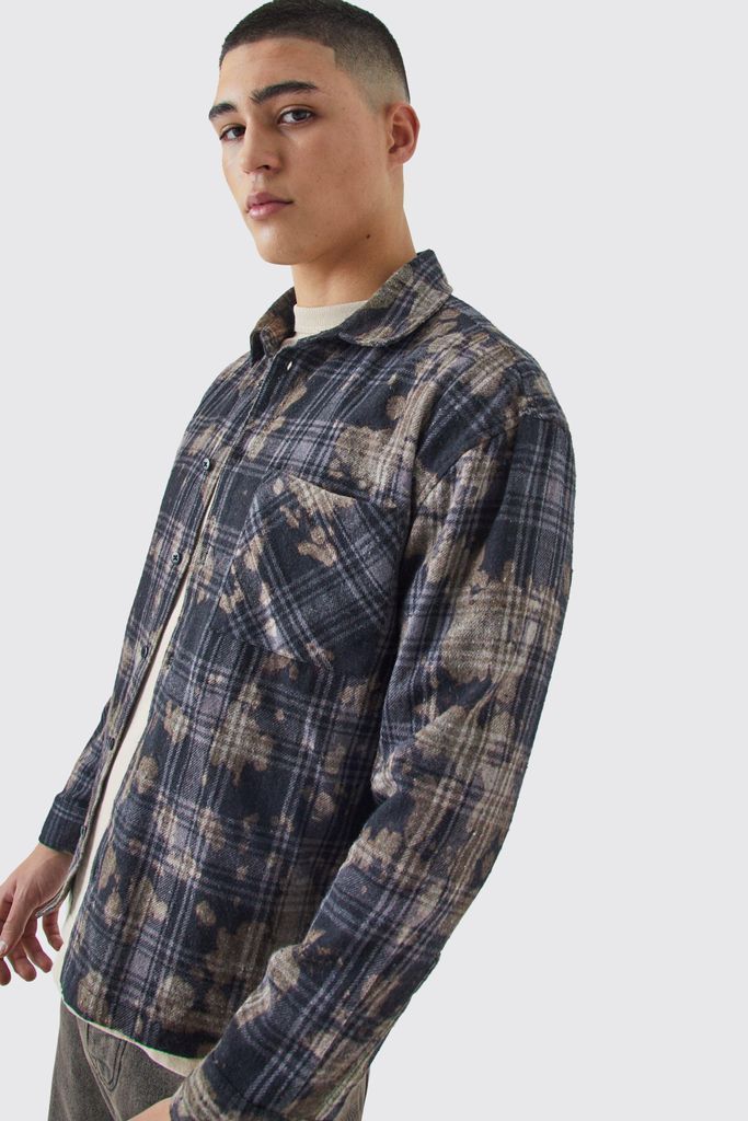 Men's Boxy Washed Checked Shirt - Multi - S, Multi