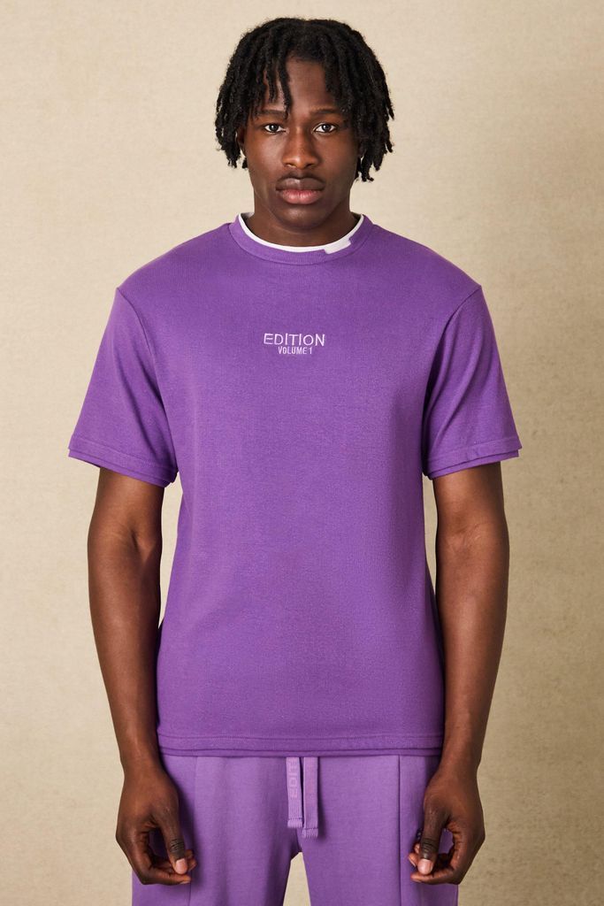 Men's Edition Heavyweight Ribbed Fauxlayer T-Shirt - Purple - S, Purple