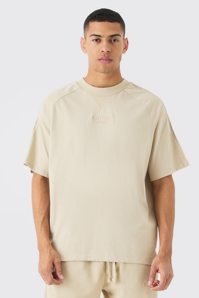 Men's Edition Oversized Heavyweight Pin Tuck T-Shirt - Beige - S, Beige