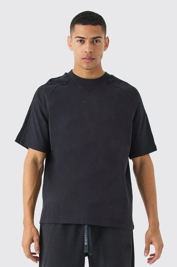 Men's Edition Oversized Heavyweight Pin Tuck T-Shirt - Black - S, Black