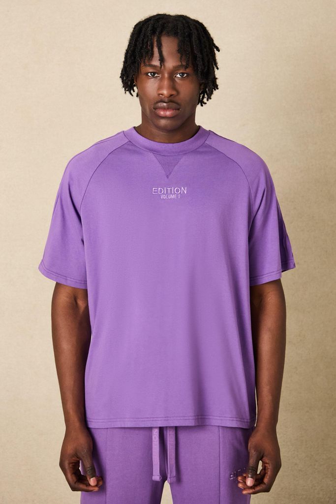 Men's Edition Oversized Heavyweight Pin Tuck T-Shirt - Purple - S, Purple