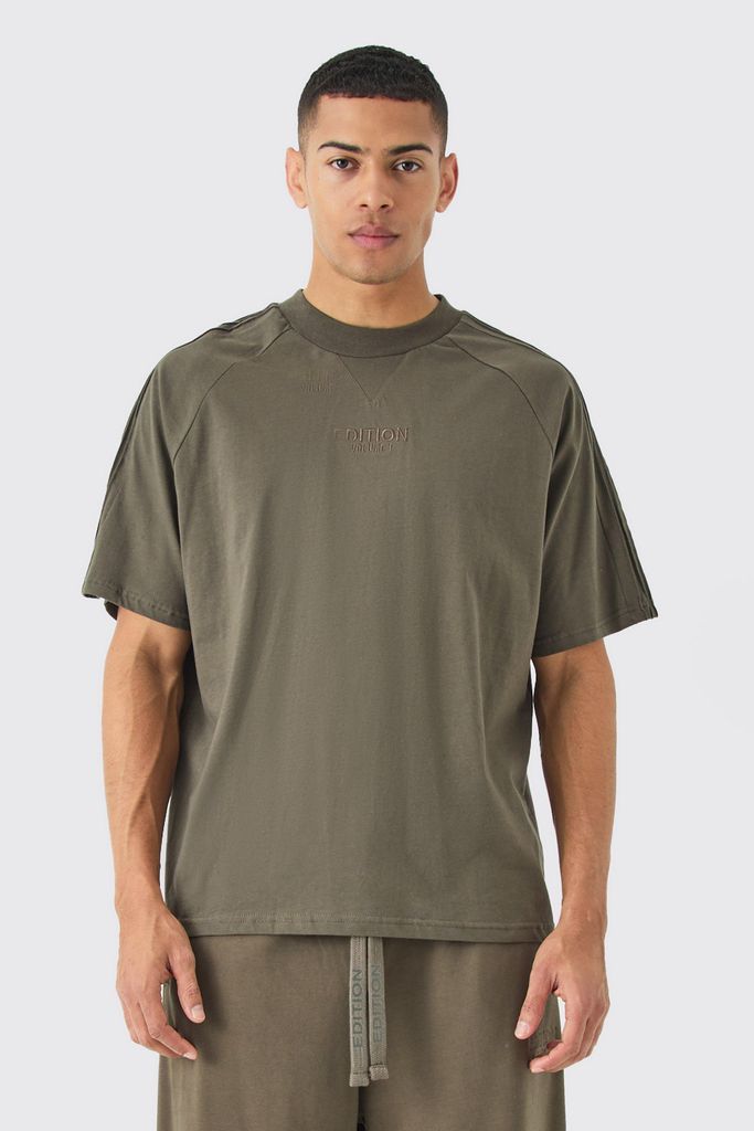 Men's Edition Oversized Heavyweight Pin Tuck T-Shirt - Brown - S, Brown