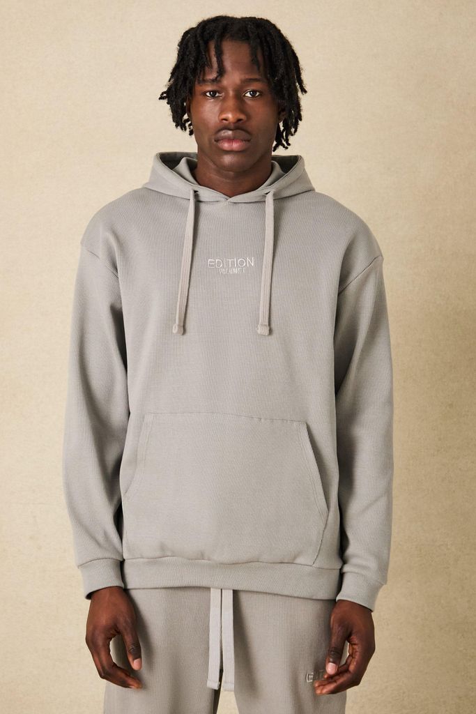 Men's Edition Oversized Heavyweight Ribbed Hoodie - Grey - S, Grey