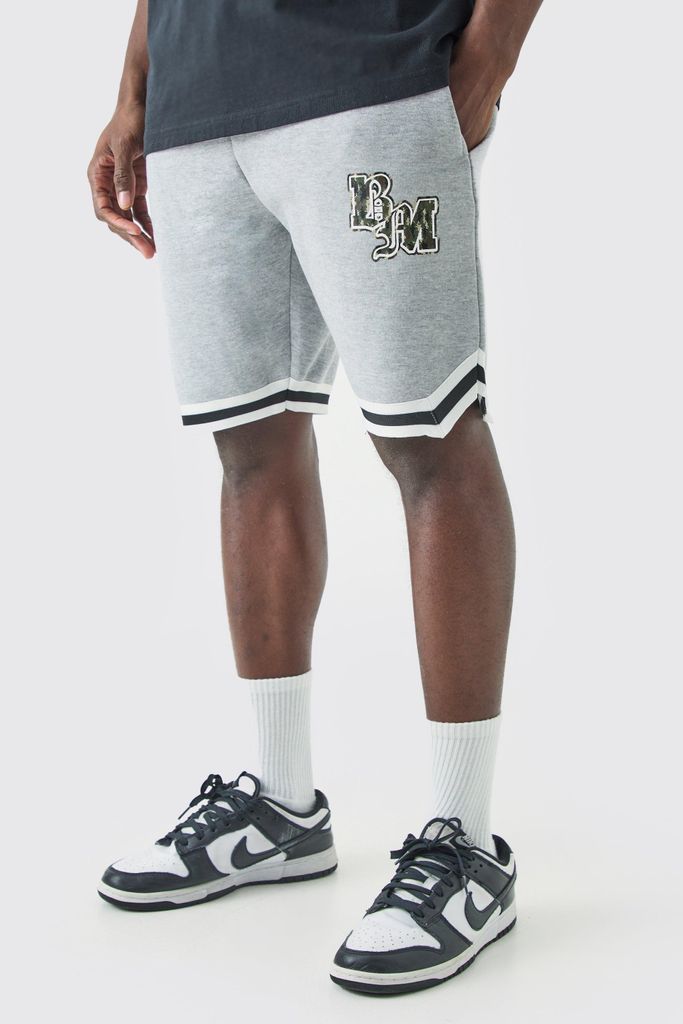 Men's Loose Fit Camo Bm Mid Length Basketball Short - Grey - S, Grey