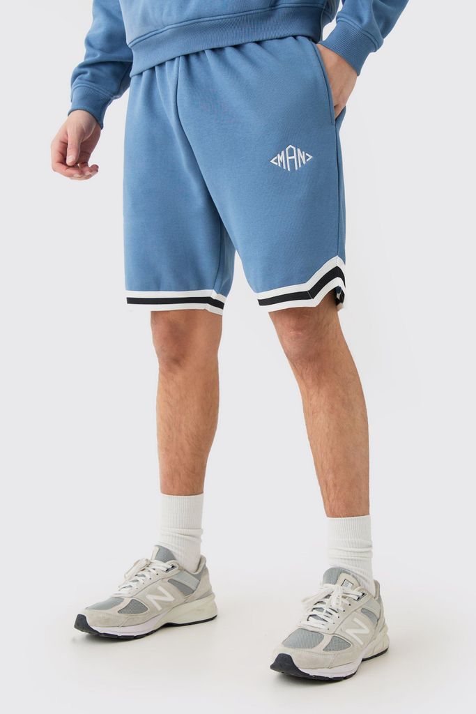 Men's Loose Fit Man Mid Length Basketball Short - Blue - S, Blue