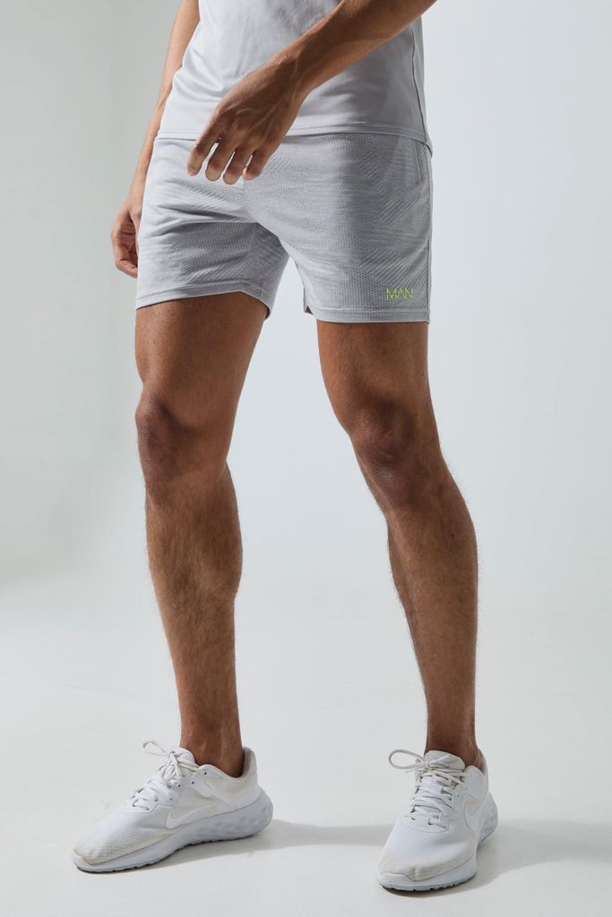 Men's Man Active Geo Jacquard 5Inch Shorts - Grey - S, Grey