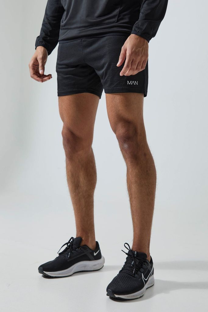 Men's Man Active Geo Jacquard 5Inch Shorts - Black - S, Black