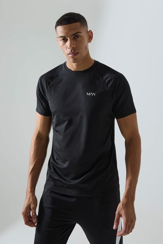 Men's Man Active Geo Jacquard T-Shirt - Black - S, Black